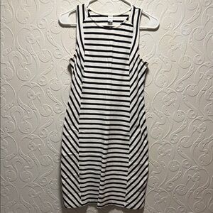 Old Navy Black and White Striped Midi Dress